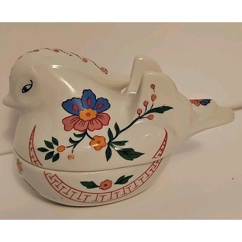 Vintage Prestige Ceramic Candle Holder Oriental Floral Bird Design 1981 Used